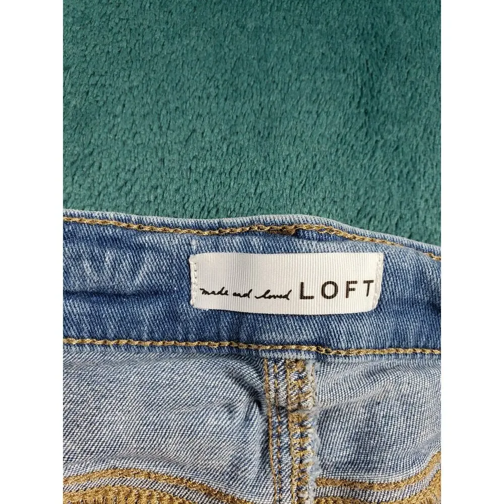 Loft Jeans Size 6 Petite Women Blue Pants Denim Stretch Mid Rise Flared Wide Leg